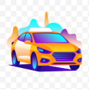 yellow car illustration on a transparent background