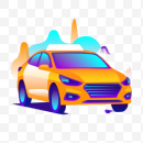 yellow car illustration on a transparent background