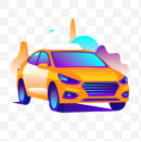 yellow car illustration on a transparent background