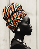 woman wearing traditional African head wrap