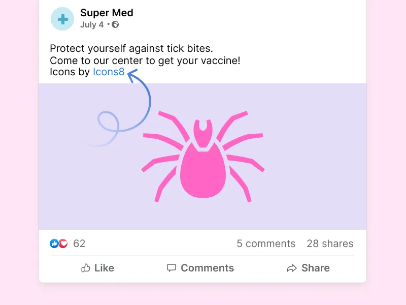 Icons8 in Facebook post