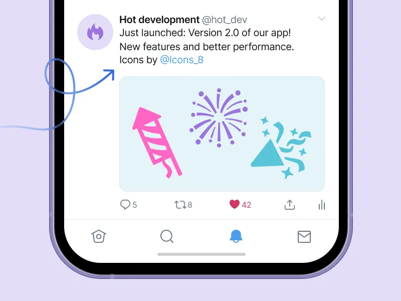 Icons8 in Twitter post